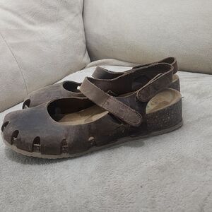 Brown Disstres Cork  Comfort  Mary Jane Shoes